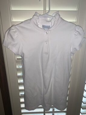 Little English White Ruffle Collar Short Sleeve Polo